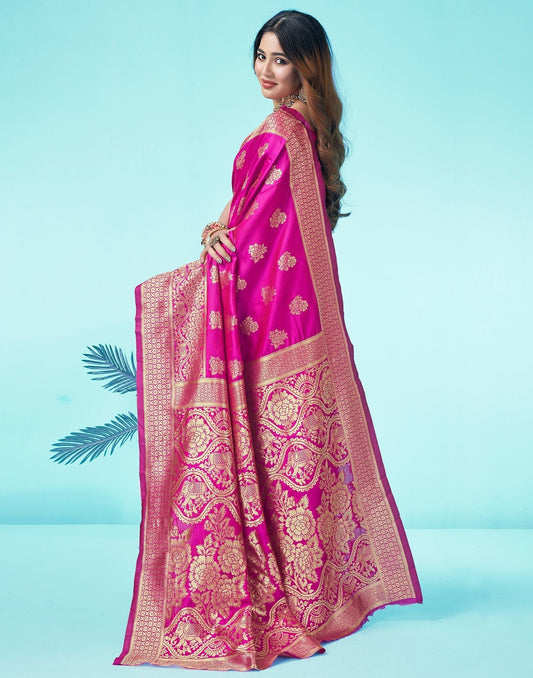 Rani Pink Jacquard Silk Saree 