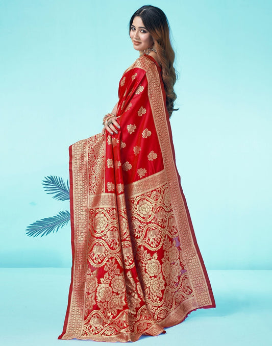 Red Jacquard Silk Saree 