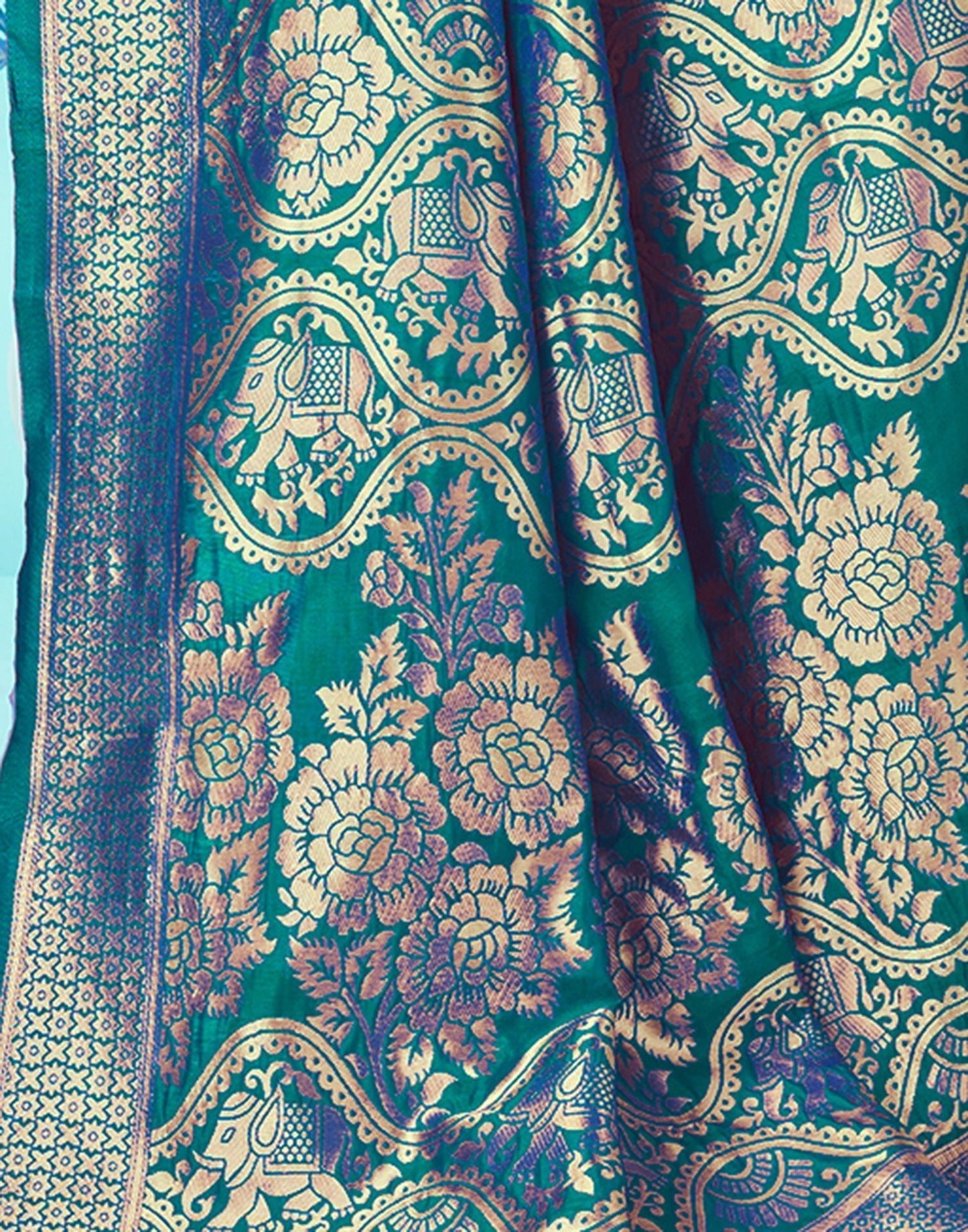 Rama Green Jacquard Silk Saree 