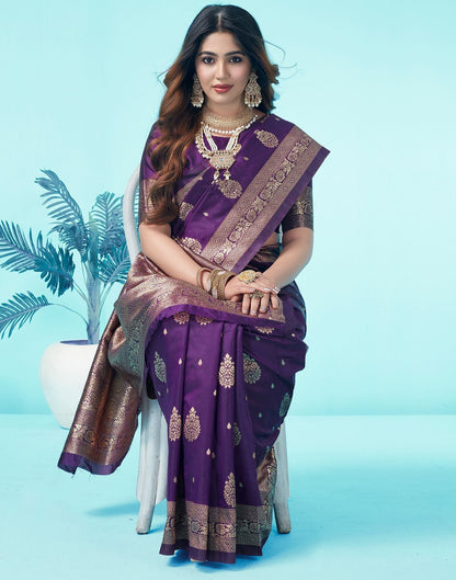 Dark Purple Jacquard Silk Saree 