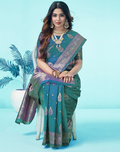 Rama Green Jacquard Silk Saree 