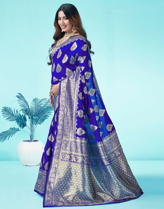 Royal Blue Jacquard Silk Saree 