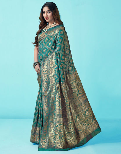 Rama Green Jacquard Silk Saree 