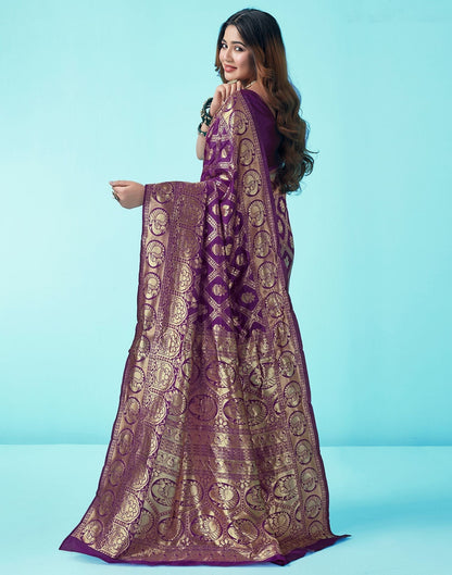 Dark Purple Jacquard Silk Saree 