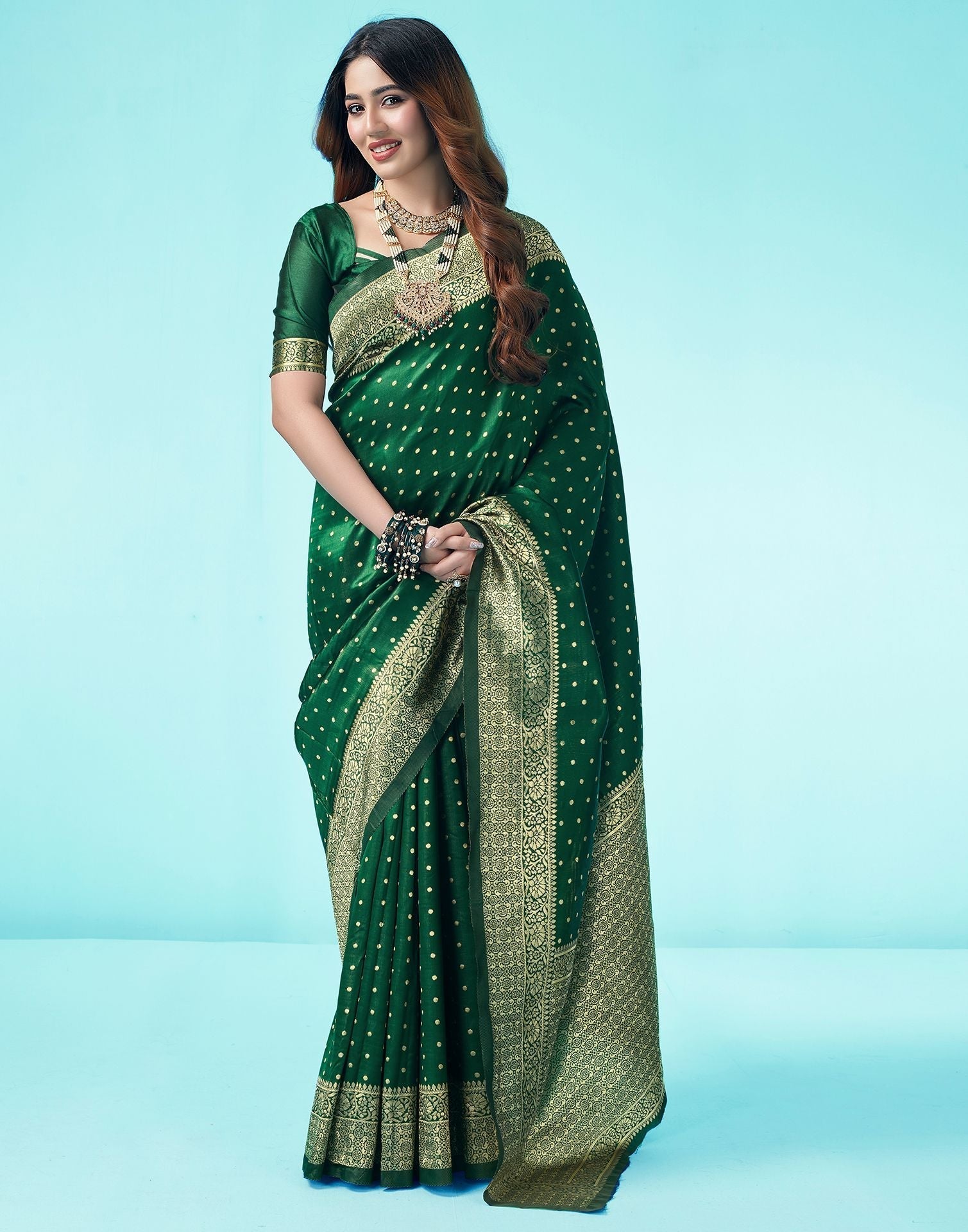 Green Jacquard Silk Saree 