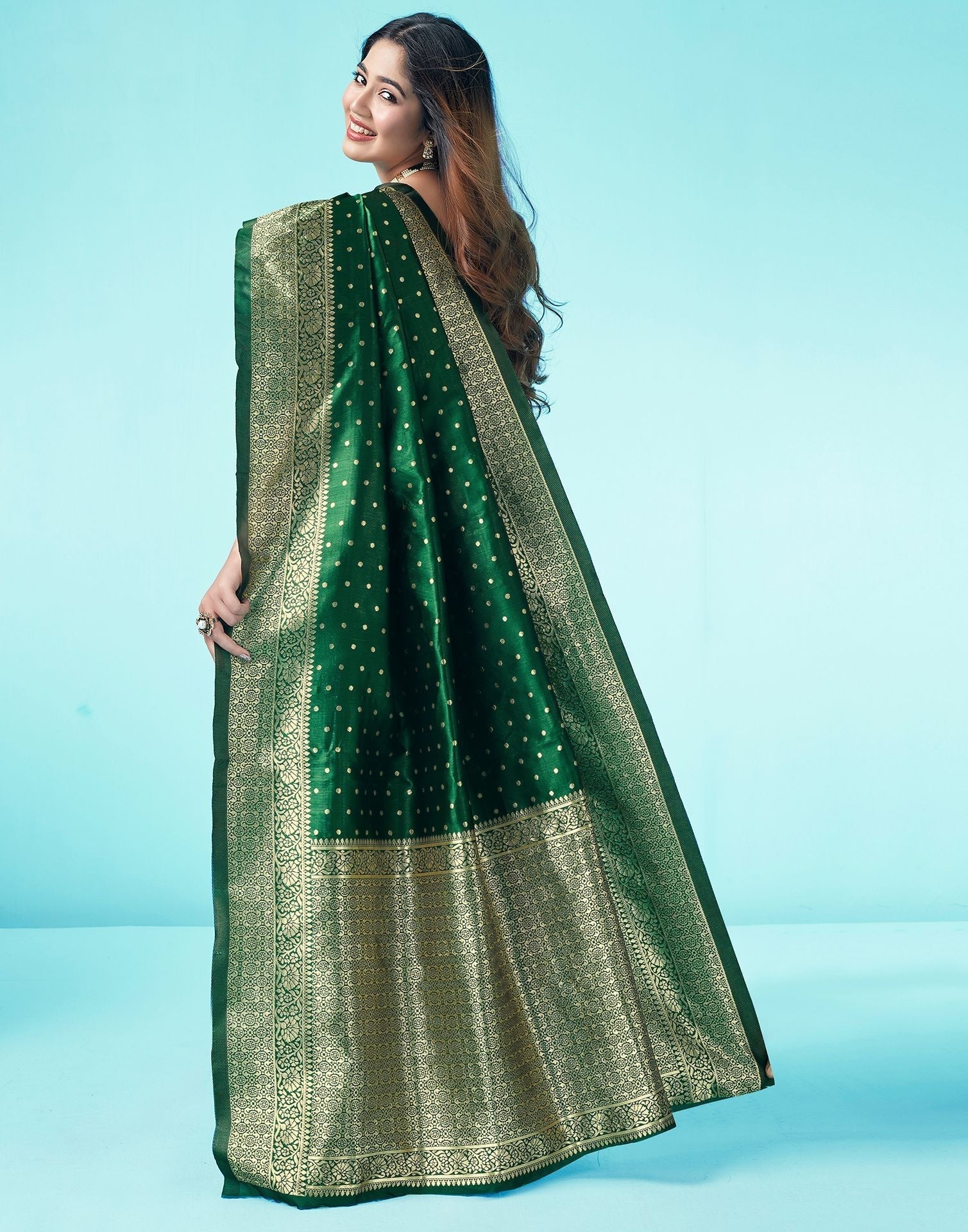 Green Jacquard Silk Saree 