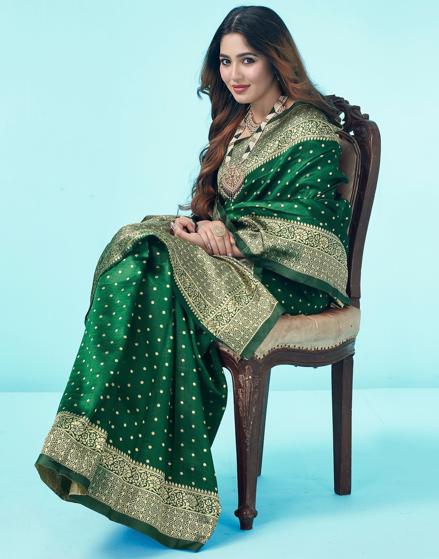 Green Jacquard Silk Saree 