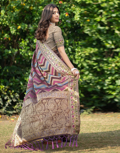 Purple Jacquard Organza Saree 