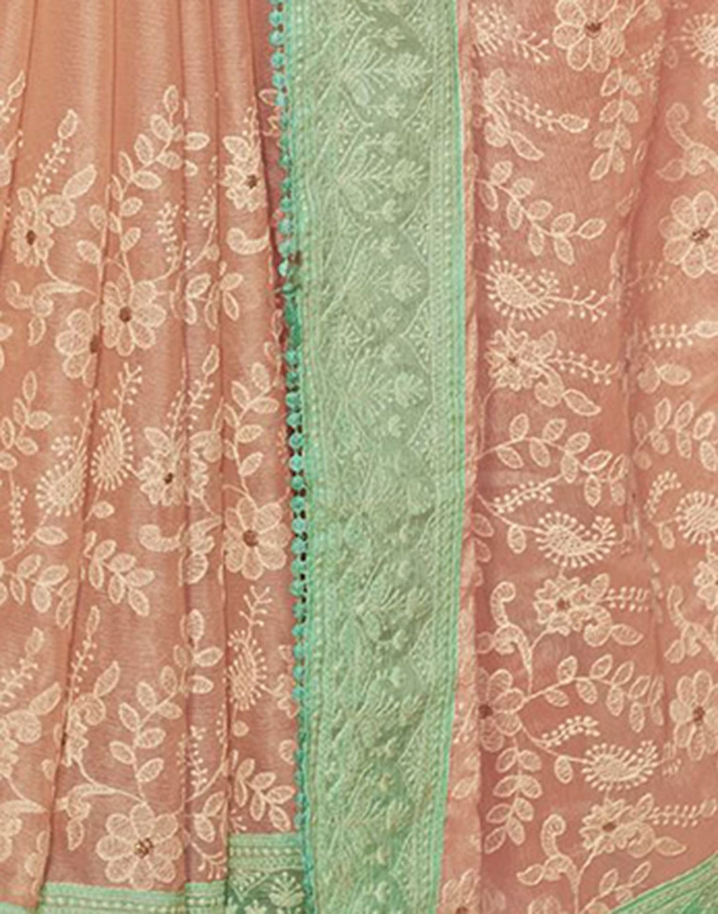 Light Peach Plain Chiffon Saree 