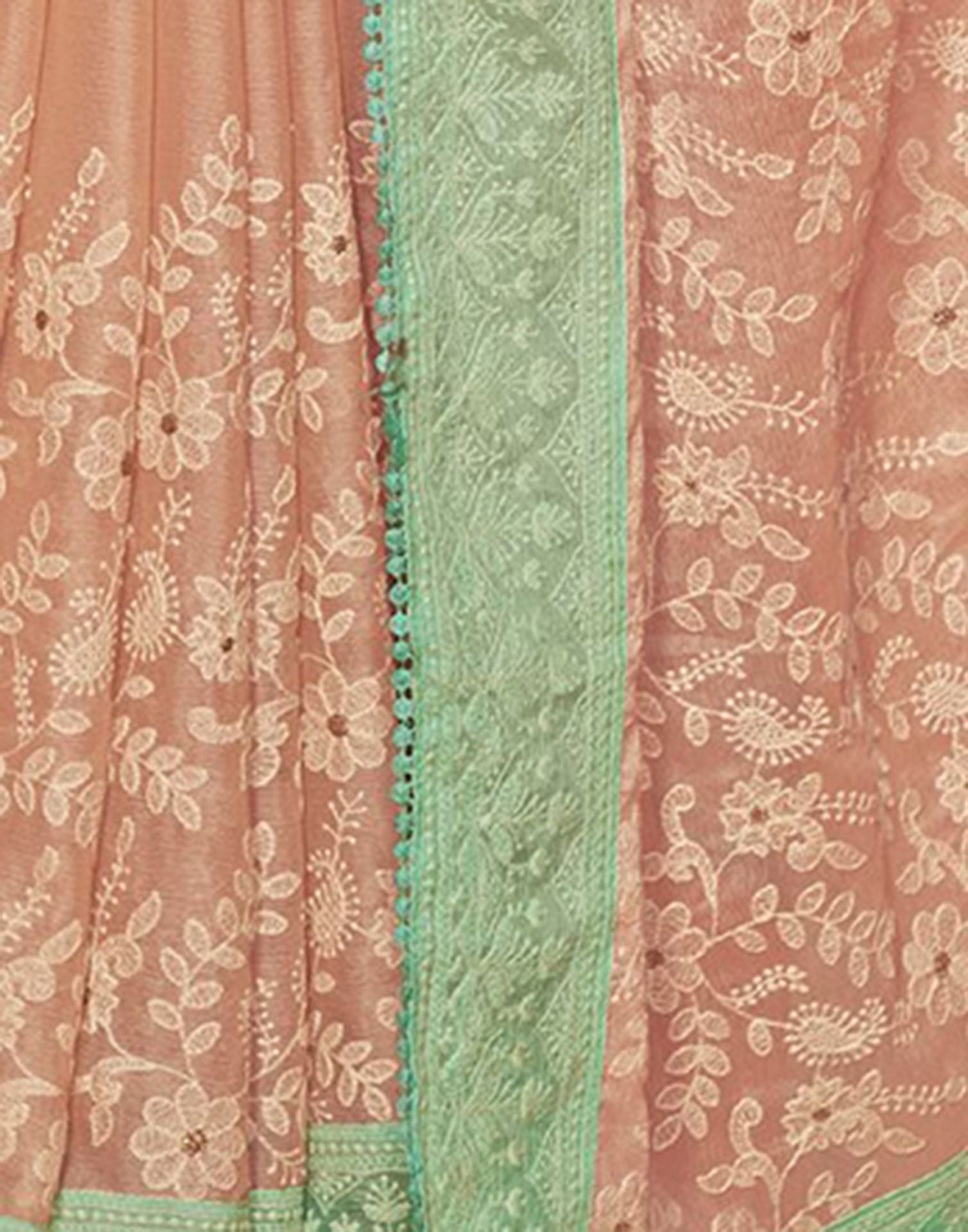 Light Peach Plain Chiffon Saree 