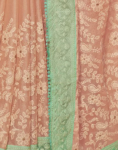 Light Peach Plain Chiffon Saree 