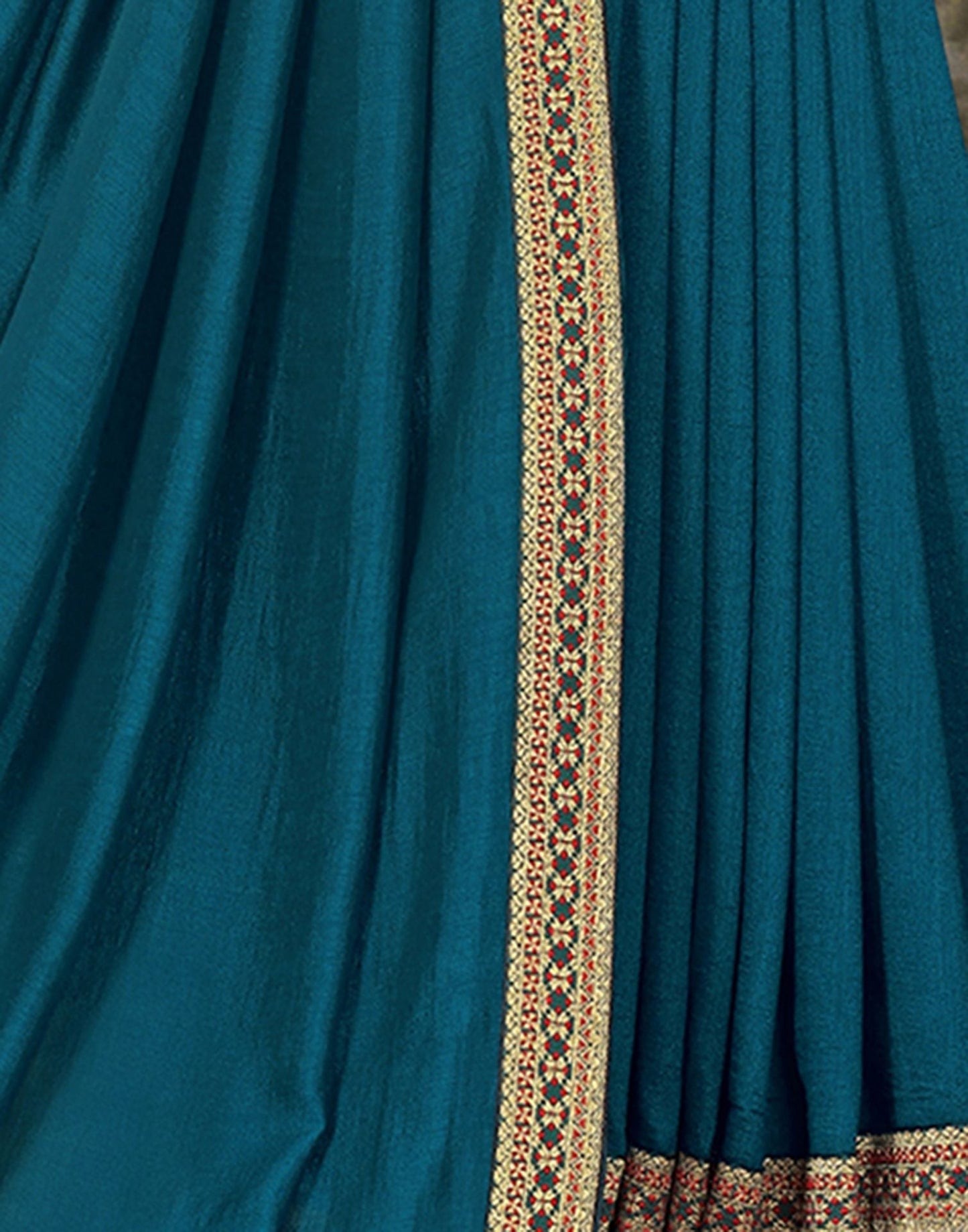 Sea Blue Plain Silk Saree 