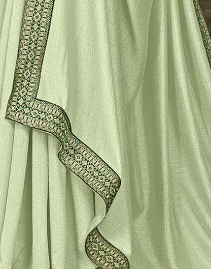 Light Mint Green Plain Silk Saree 