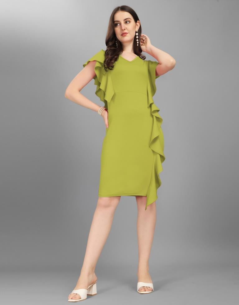 Lime Green Ruffled Bodycon