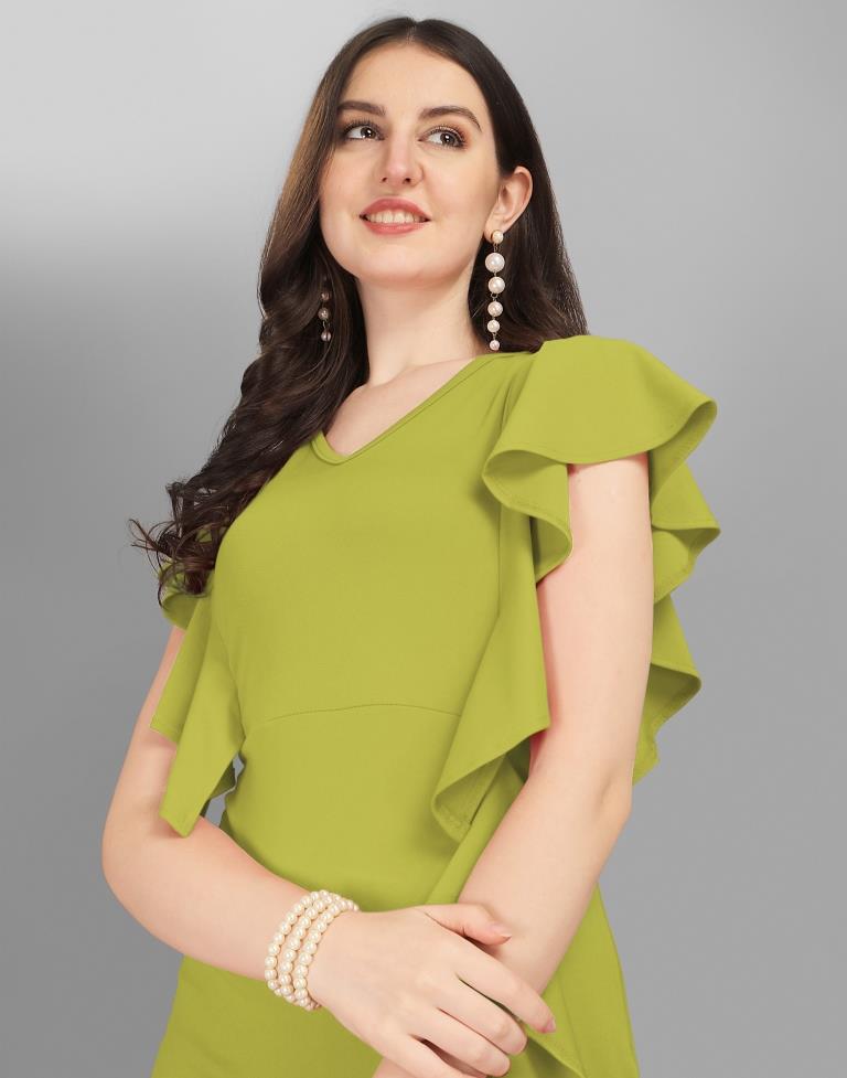 Lime Green Ruffled Bodycon