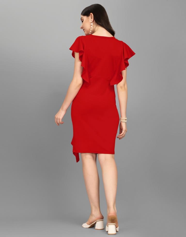 Red Rufflrd Bodycon Dress