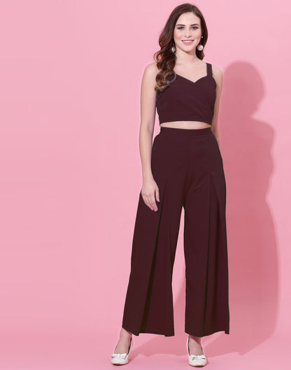 Maroon Box-Pleated Co-ord Set 