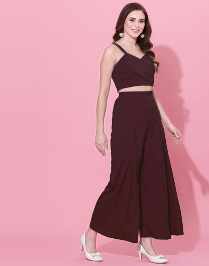 Maroon Box-Pleated Co-ord Set 