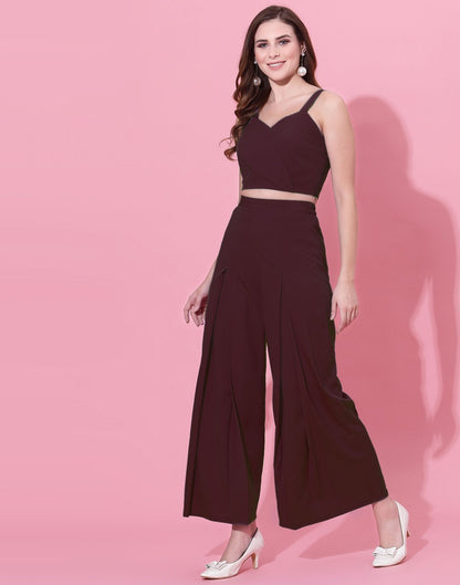 Maroon Box-Pleated Co-ord Set 