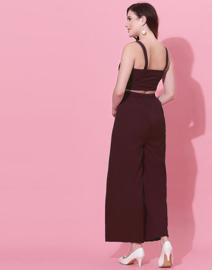 Maroon Box-Pleated Co-ord Set 