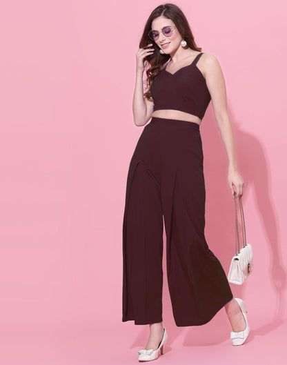 Maroon Box-Pleated Co-ord Set 