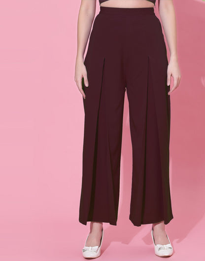 Maroon Box-Pleated Co-ord Set 