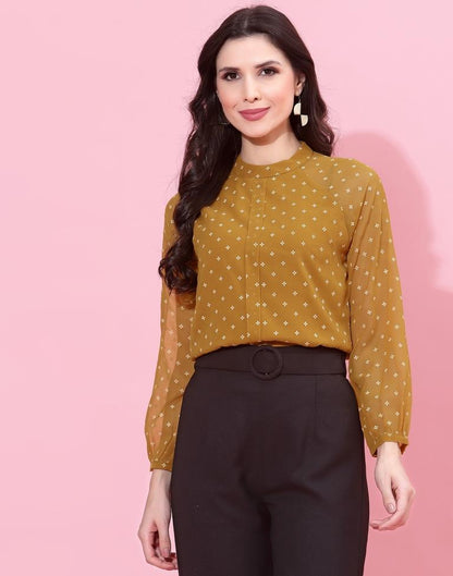 Mustard Yellow Raglan Sleeve Formal Top 