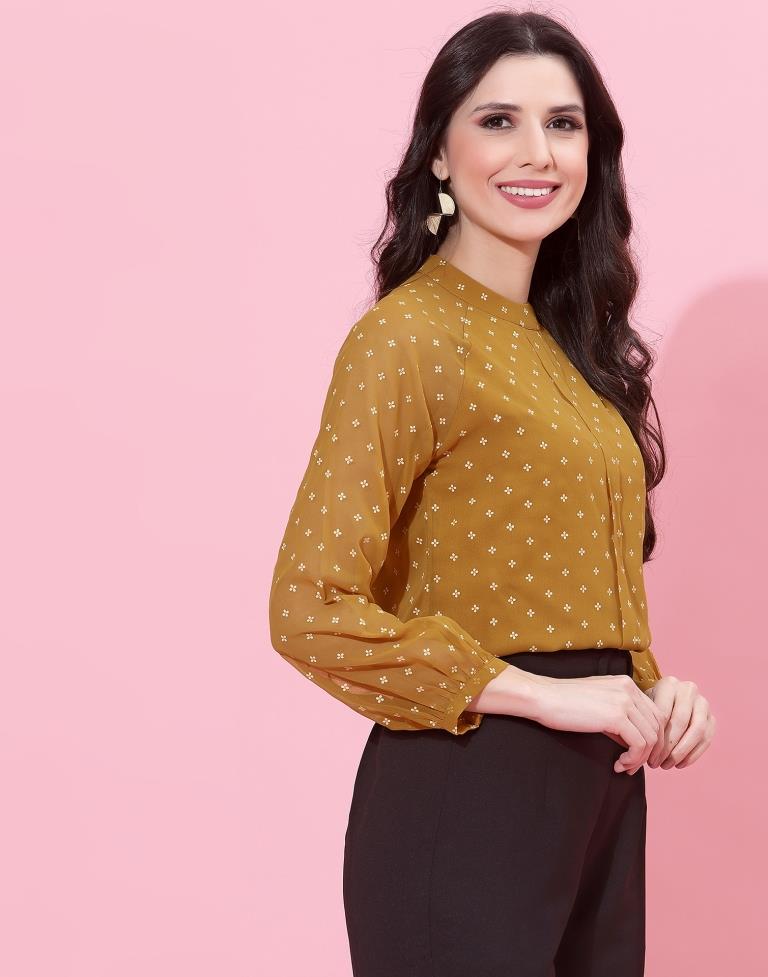 Mustard Yellow Raglan Sleeve Formal Top 