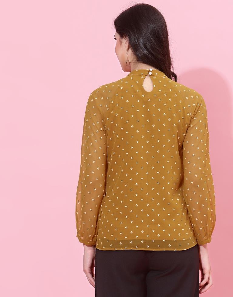 Mustard Yellow Raglan Sleeve Formal Top 