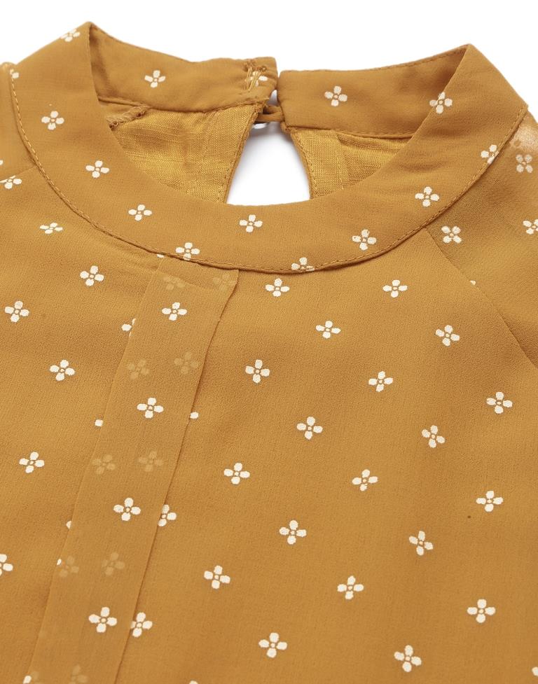 Mustard Yellow Raglan Sleeve Formal Top 