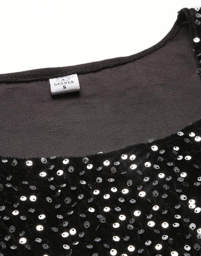 Black sequin Wrap Bodycon