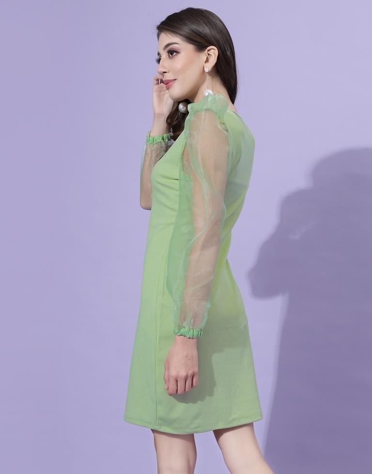 Light Green Puff Sleeve Bodycon