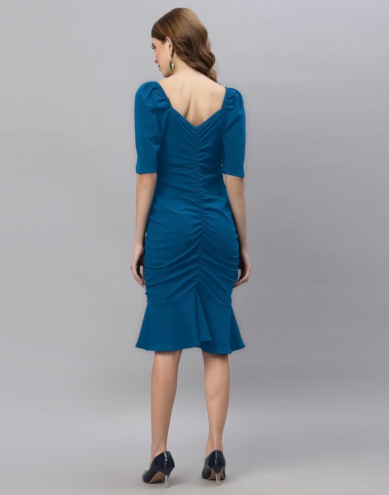 Teal Blue Ruched Bodycon