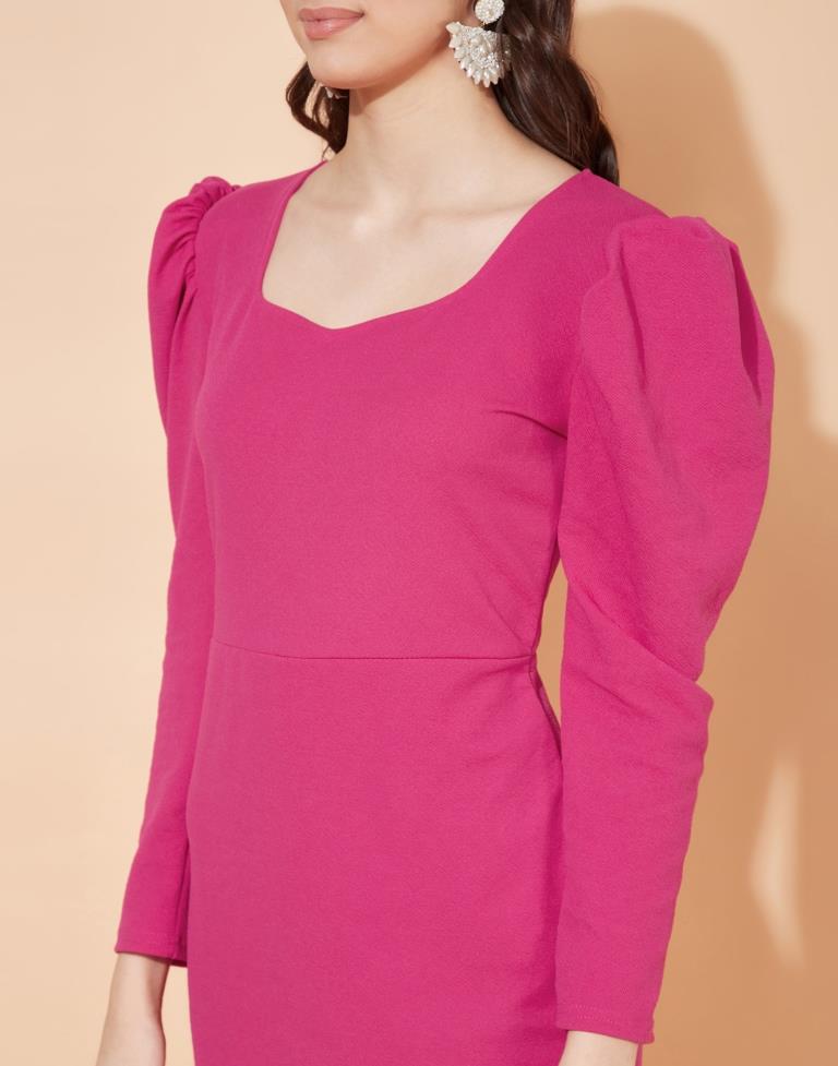 Rani Pink Puff Sleeve Bodycon