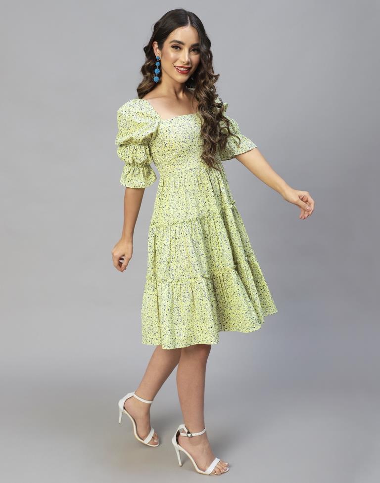 Lime Yellow Frilled Dress 