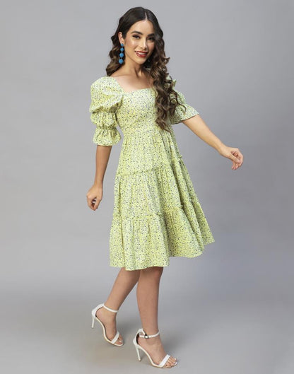 Lime Yellow Frilled Dress 