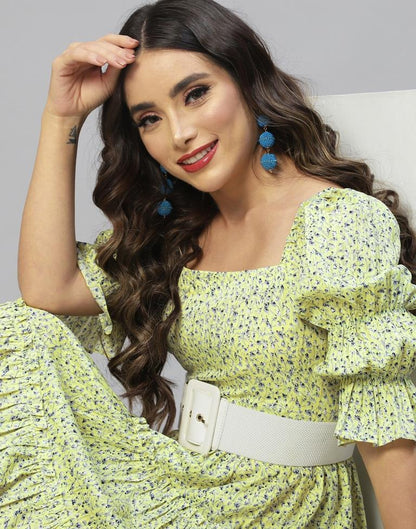 Lime Yellow Frilled Dress 