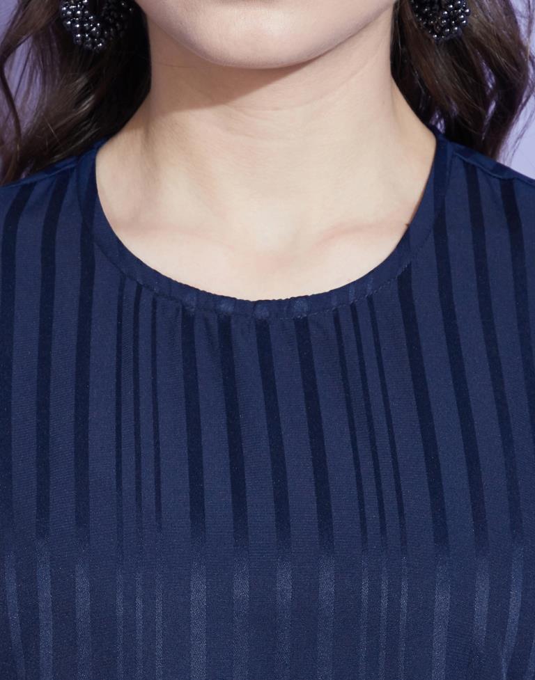 Dark Blue Bell Sleeve Top 