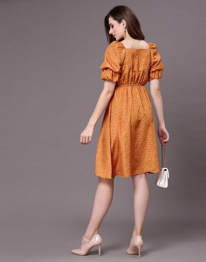 Rust Puff Sleeve Dress