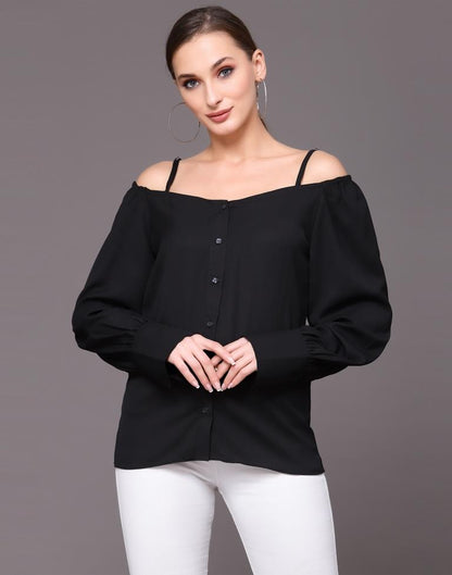 Black Cuffed Full Sleeve Shirt 