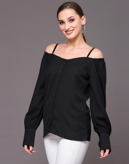 Black Cuffed Full Sleeve Shirt 