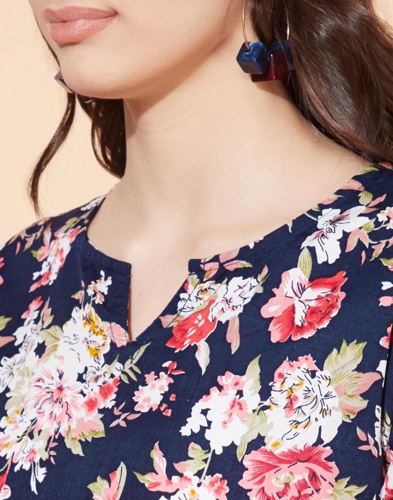 Blue Floral Printed Top