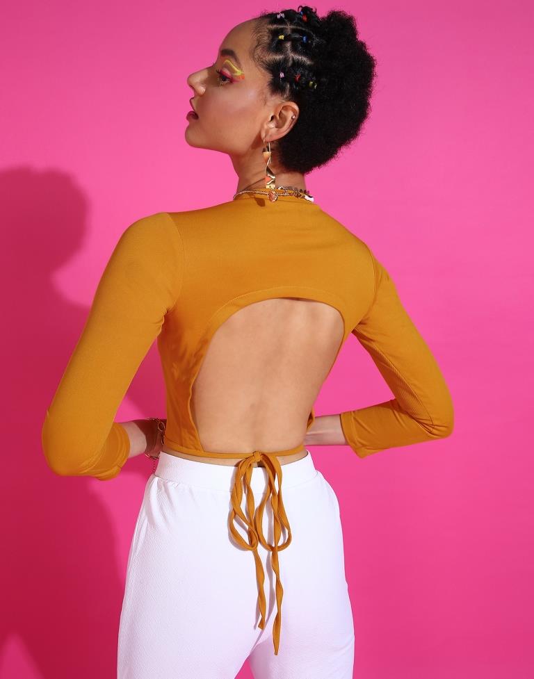 Yellow Wrap around Strings Top 