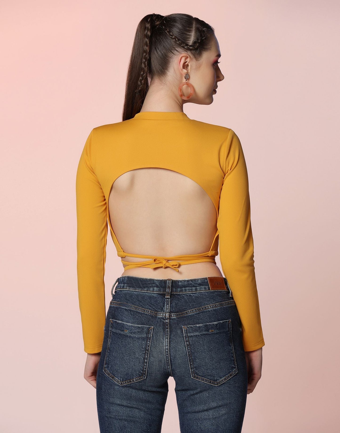 Yellow Wrap around Strings Top 