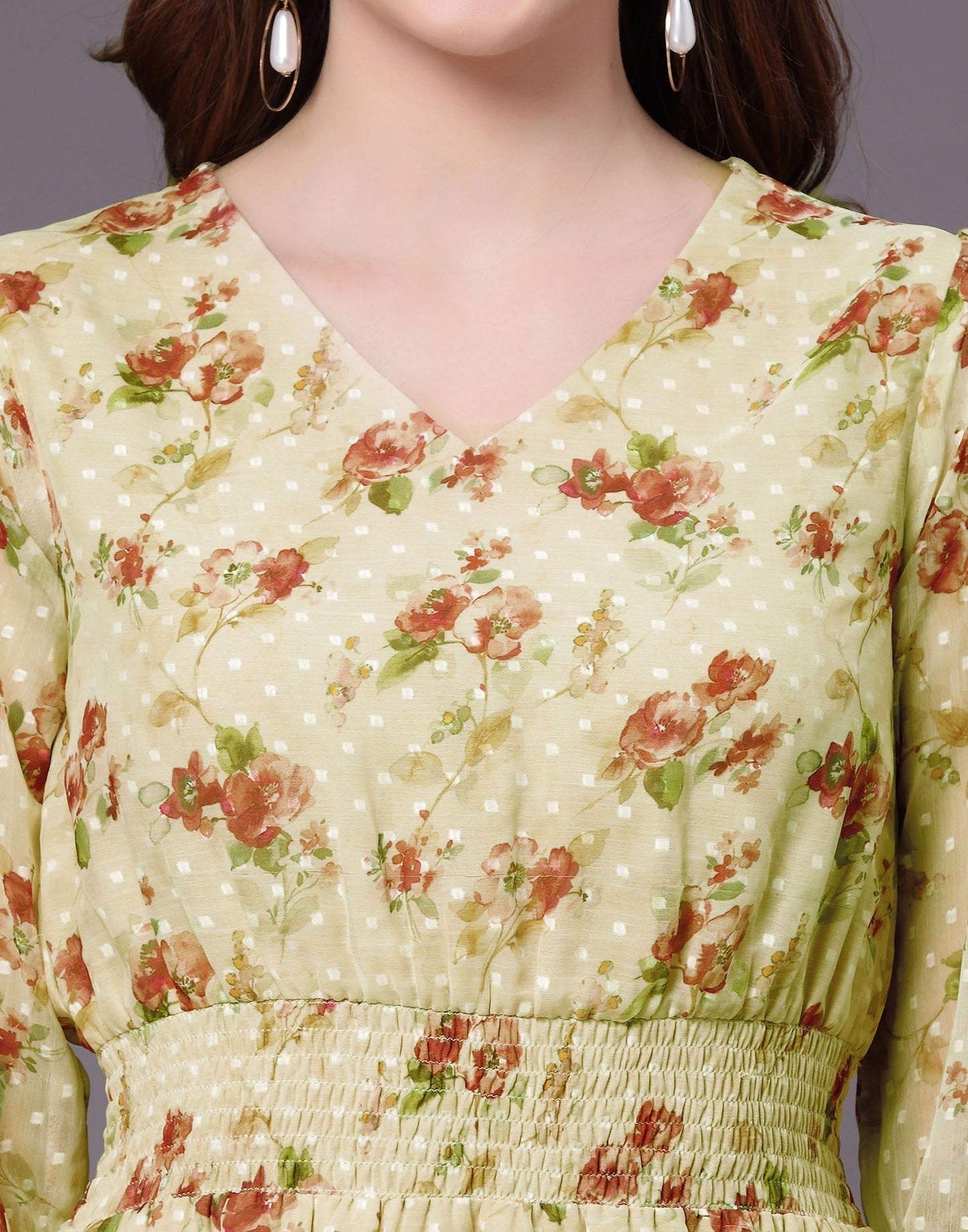 Light Yellow Floral Printed Top 