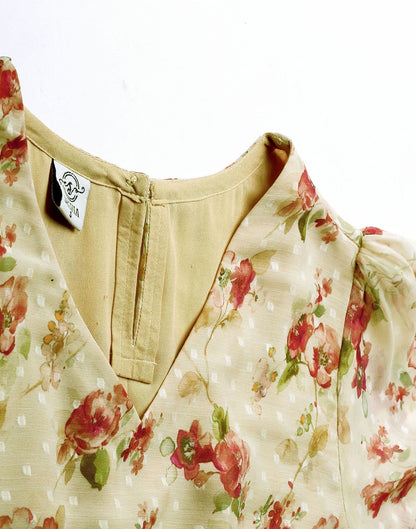 Light Yellow Floral Printed Top 