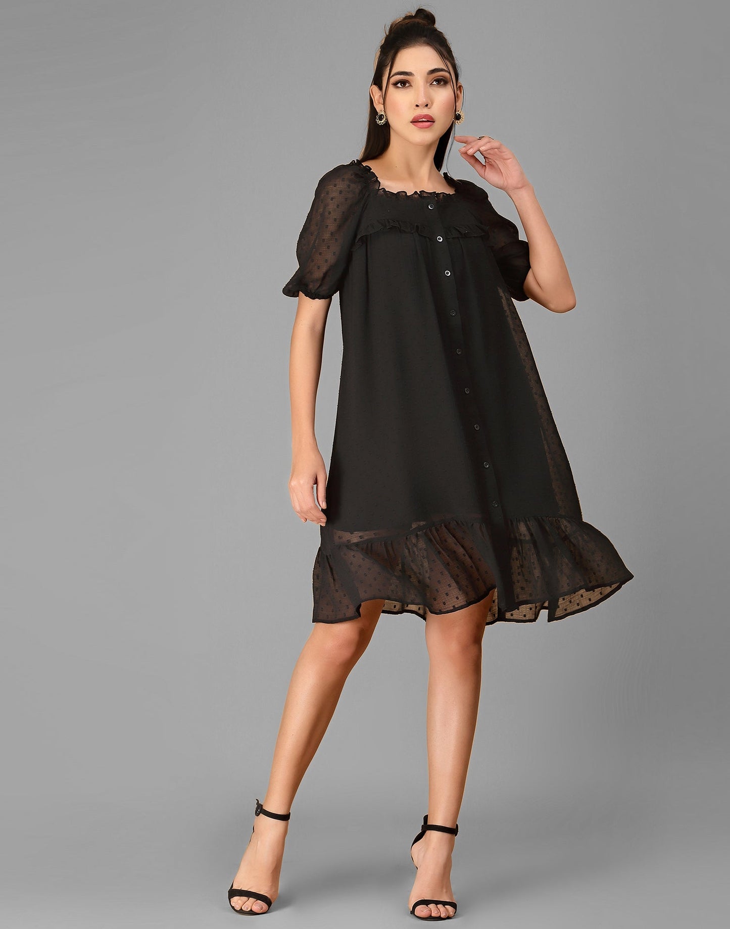 Black Rotto Butti A-line Dress