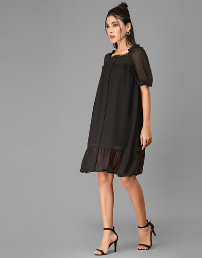 Black Rotto Butti A-line Dress