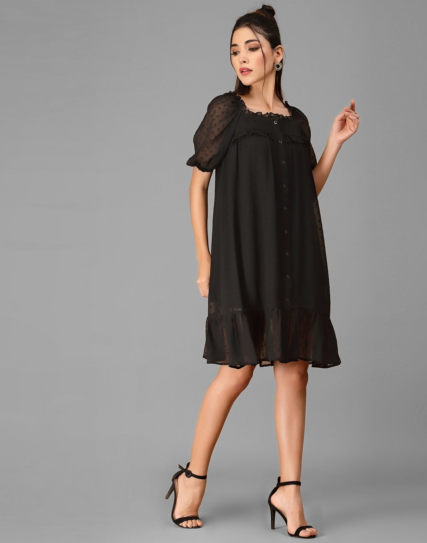 Black Rotto Butti A-line Dress