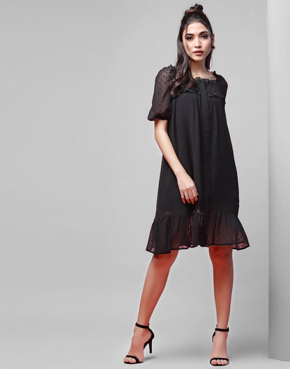 Black Rotto Butti A-line Dress